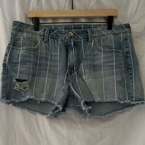 Natural Reflections Striped Blue Jean Shorts